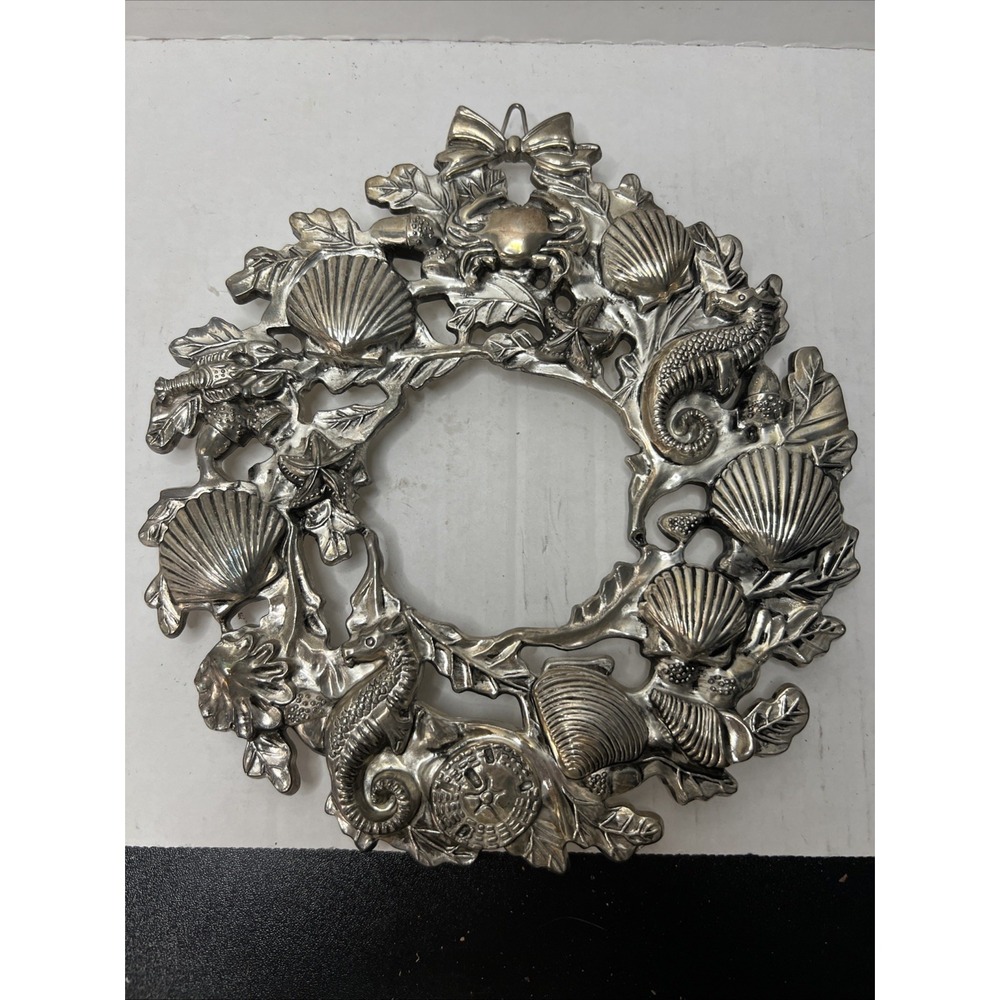 Godinger Sea Treasures Silver Plated Wreath Nautical Shells Wall Plaque Decor